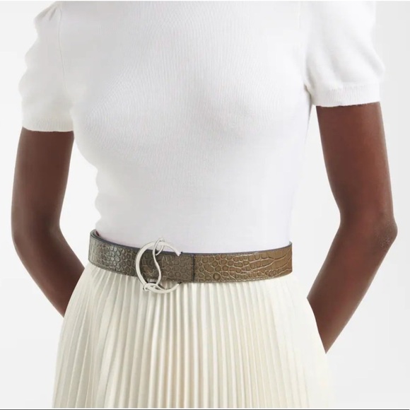 CHRISTIAN LOUBOUTIN Reversible Logo Croc-Embossed Leather Belt - Picture 3 of 10